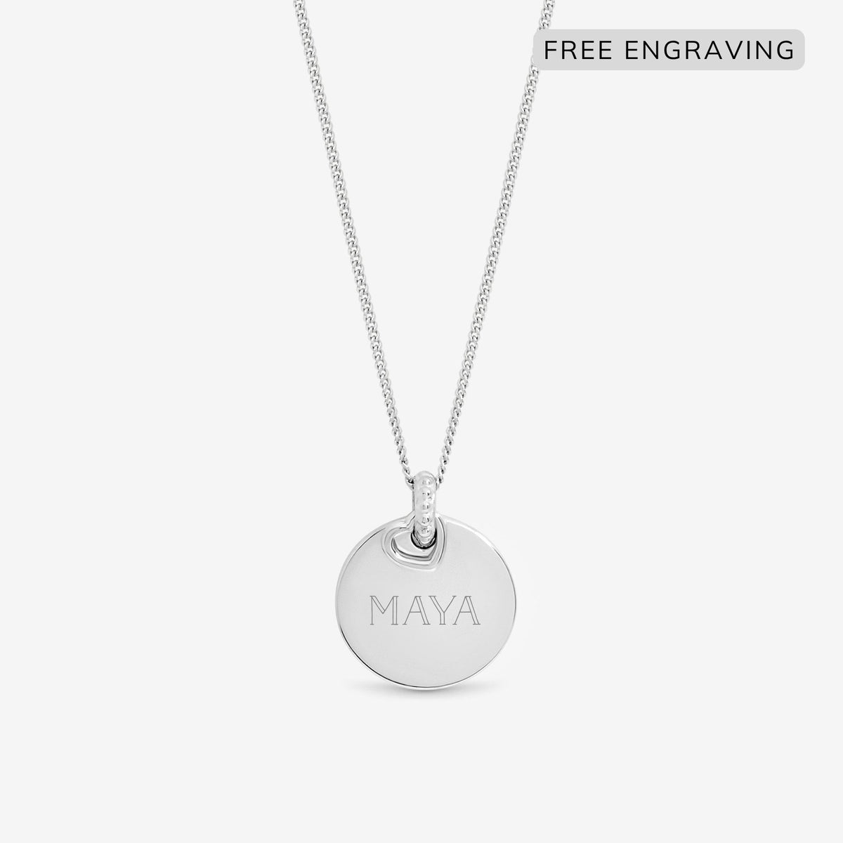 Simply Silver Sterling Silver 925 Personalised Heart Charm Pendant