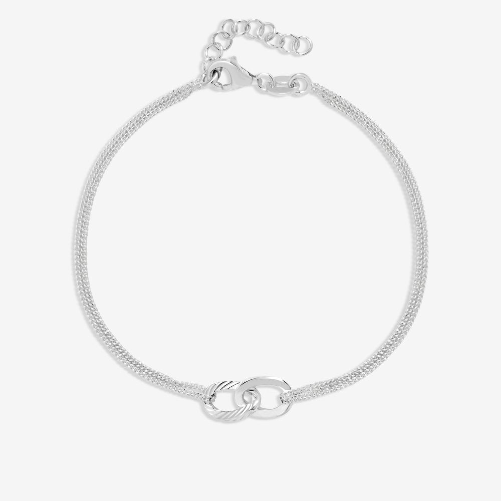 Simply Silver Sterling Silver 925 Diamond Cut Interlink Bracelet