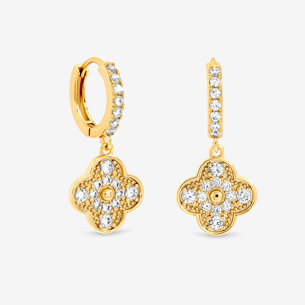 Jon Richard Gold Plated Pave Clover Earrings