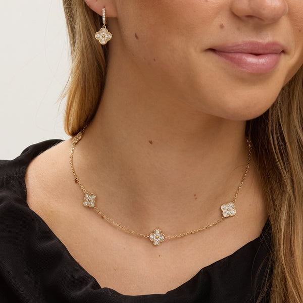Jon Richard Gold Plated Pave Clover Earrings