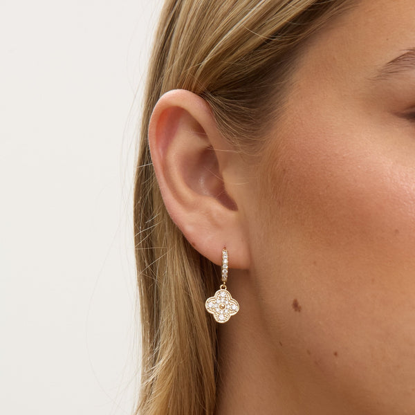Jon Richard Gold Plated Pave Clover Earrings