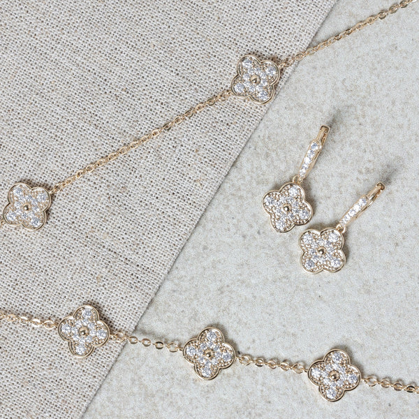 Jon Richard Gold Plated Pave Clover Earrings