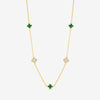 Jon Richard Gold Plated Pave and Malachite Clover Necklace