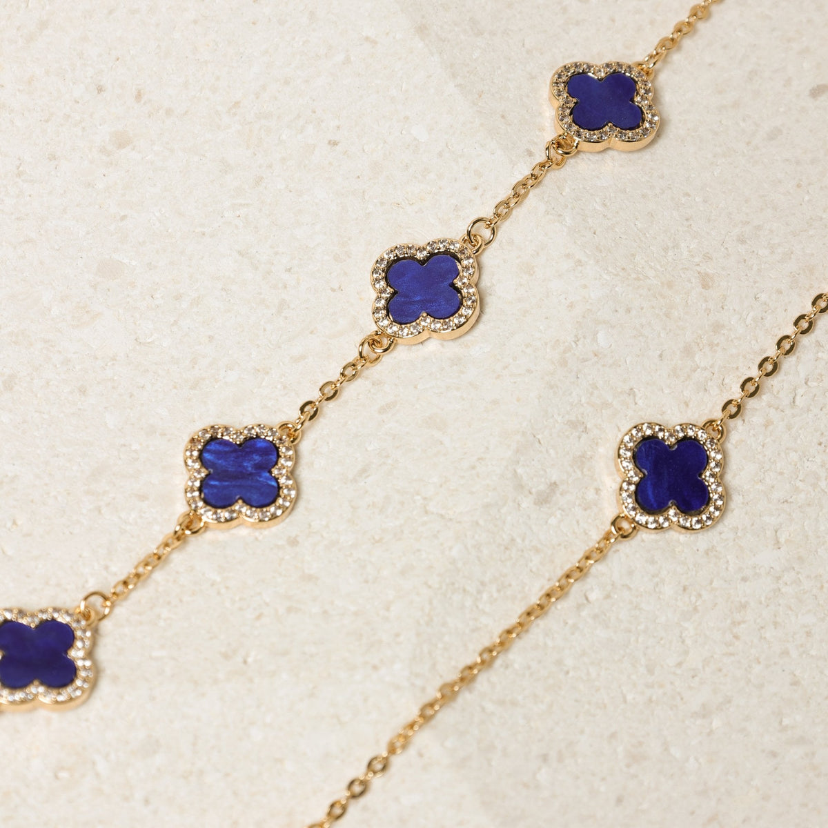 Jon Richard Gold Plated Lapis Station Clover Necklace