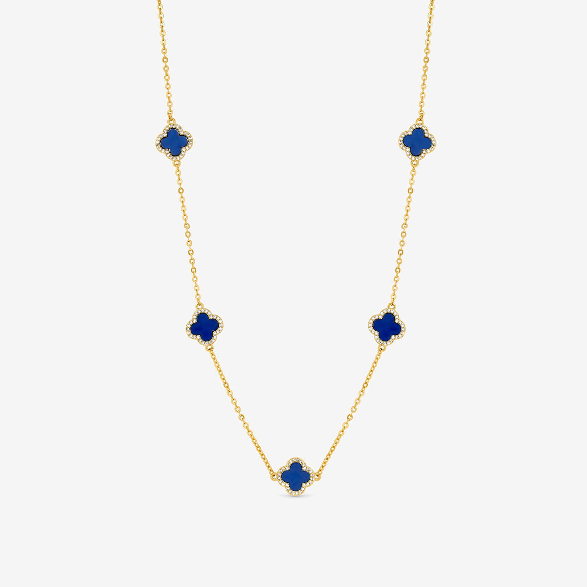 Jon Richard Gold Plated Lapis Station Clover Necklace