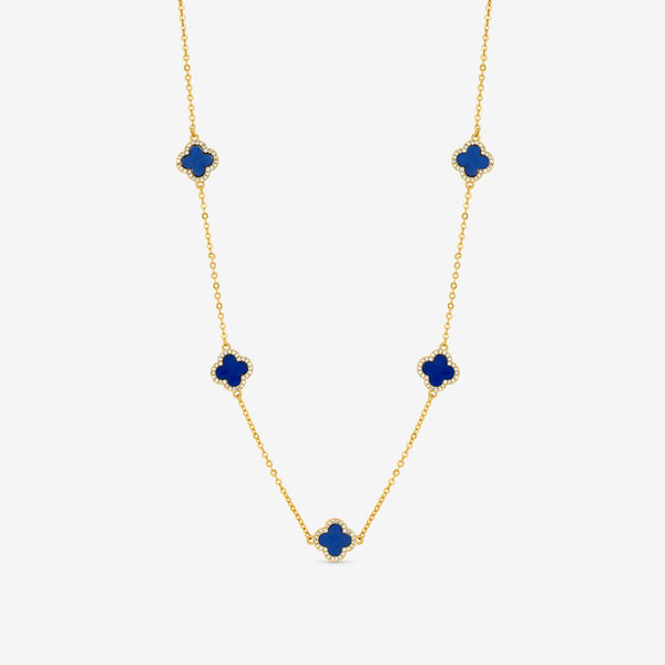 Jon Richard Gold Plated Lapis Station Clover Necklace