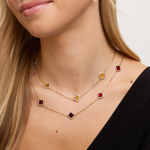 Jon Richard Gold Plated Tigers Eye Station Clover Necklace