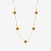 Jon Richard Gold Plated Tigers Eye Station Clover Necklace
