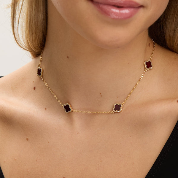Jon Richard Gold Plated Carnelian Station Clover Necklace