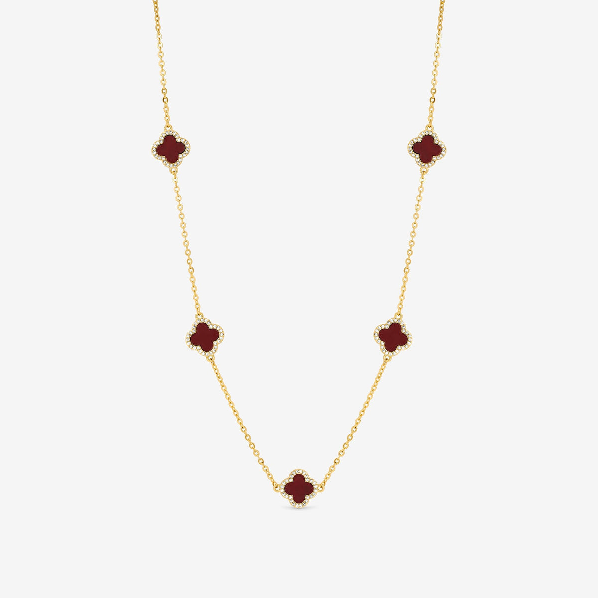 Jon Richard Gold Plated Carnelian Station Clover Necklace