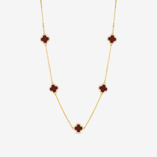 Jon Richard Gold Plated Carnelian Station Clover Necklace