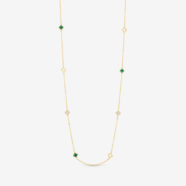 Jon Richard Gold Plated Malachite Clover Station Rope Necklace