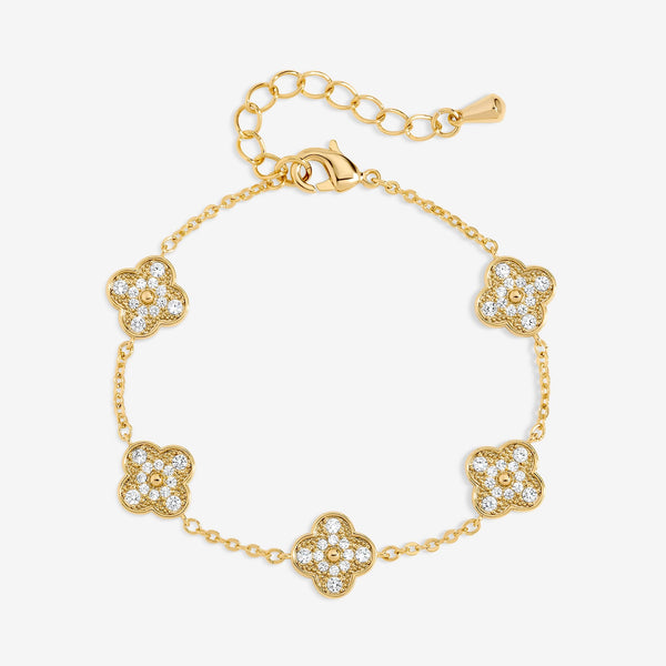 Jon Richard Gold Plated Pave Clover Bracelet