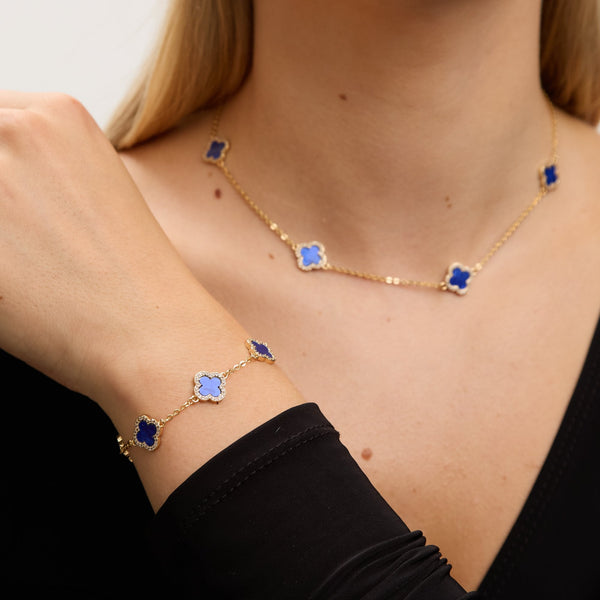 Jon Richard Gold Plated Lapis Clover Bracelet