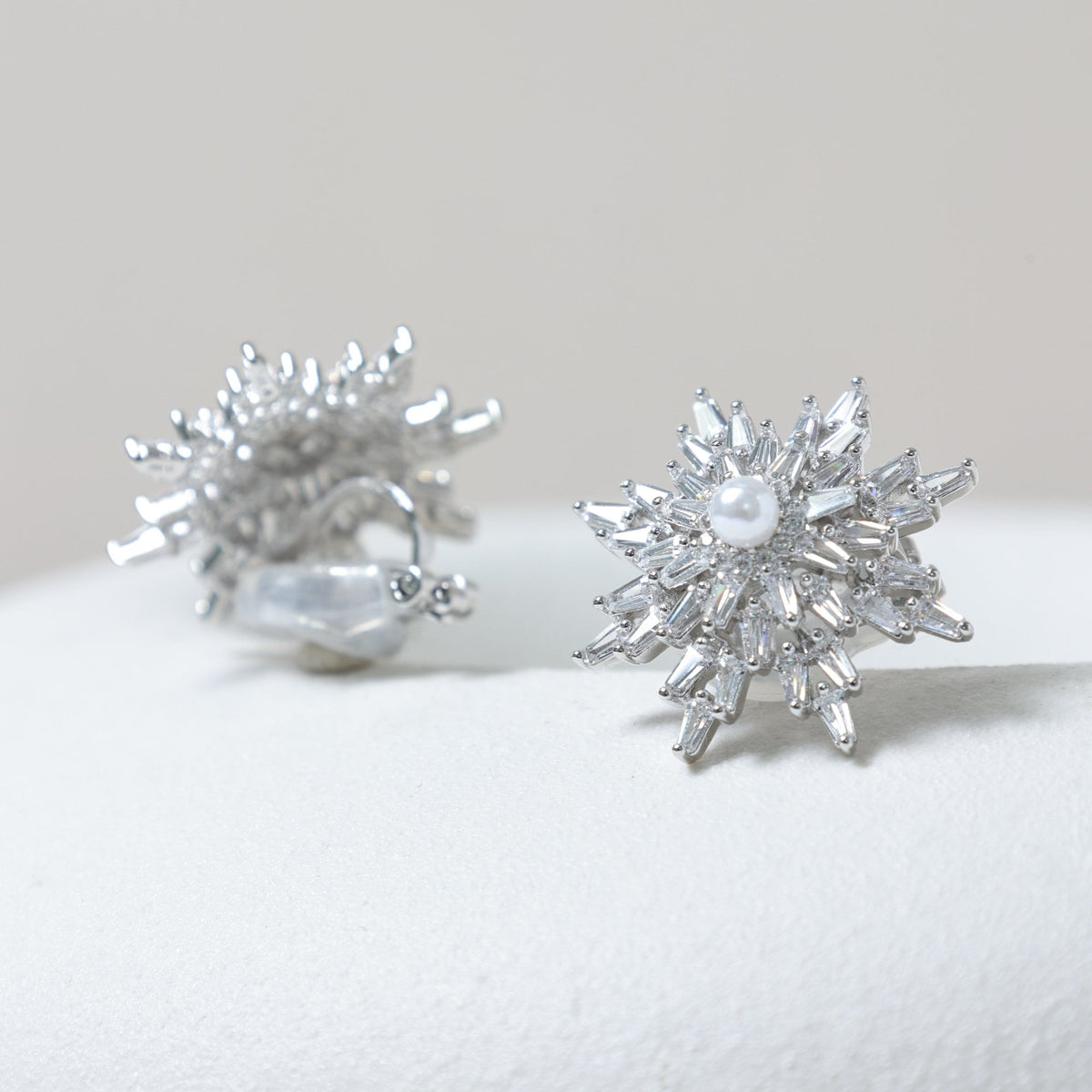 Jon Richard Rhodium Plated Crystal and Pearl Star Clip Earrings