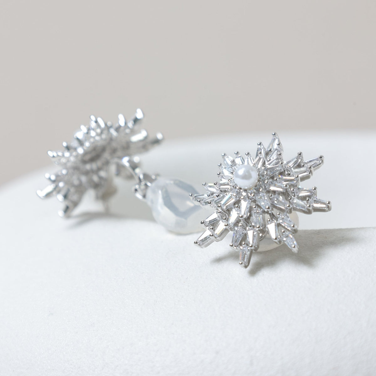 Jon Richard Rhodium Plated Crystal and Pearl Star Clip Earrings