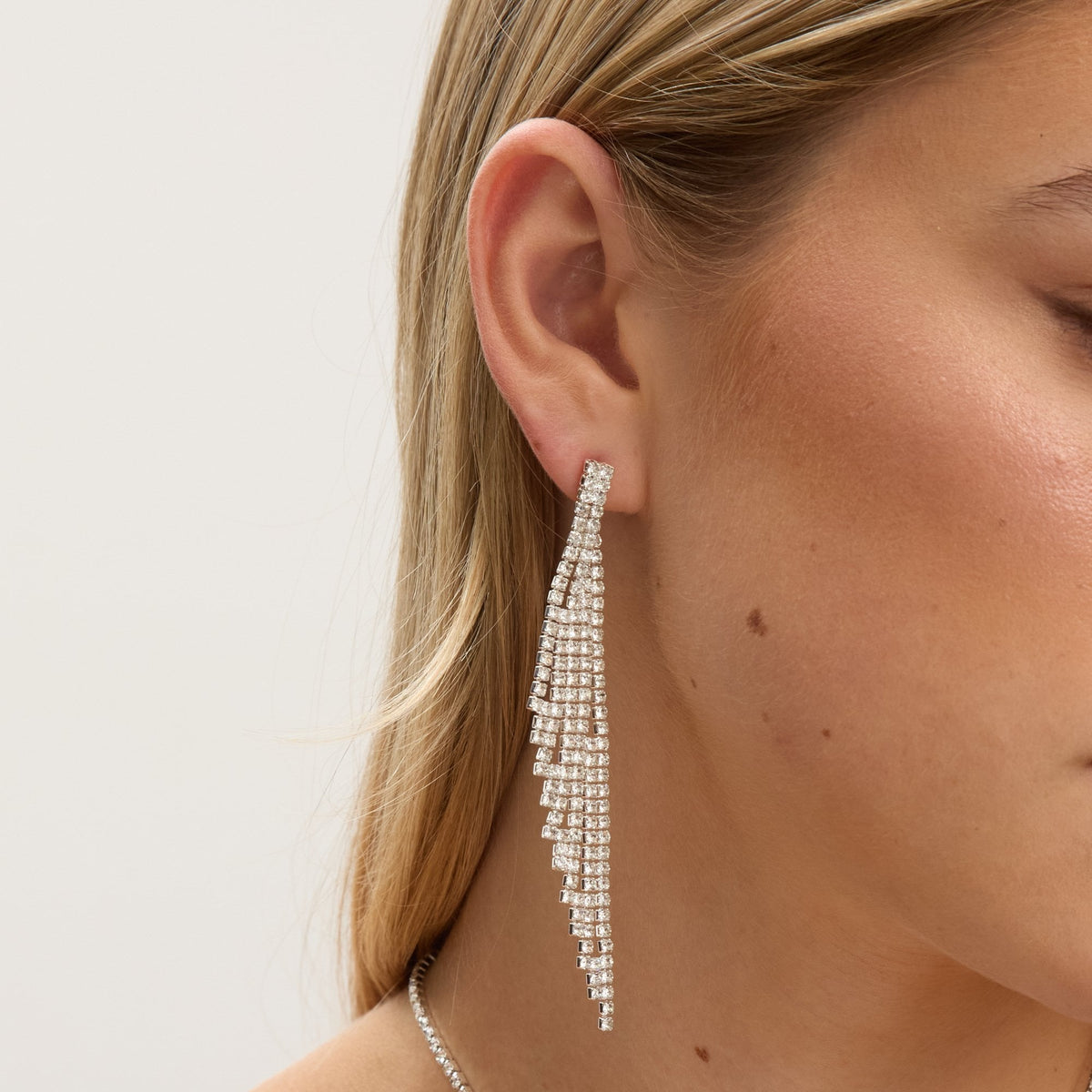 Jon Richard Silver Plated and Crystal Statement Drop Earrings