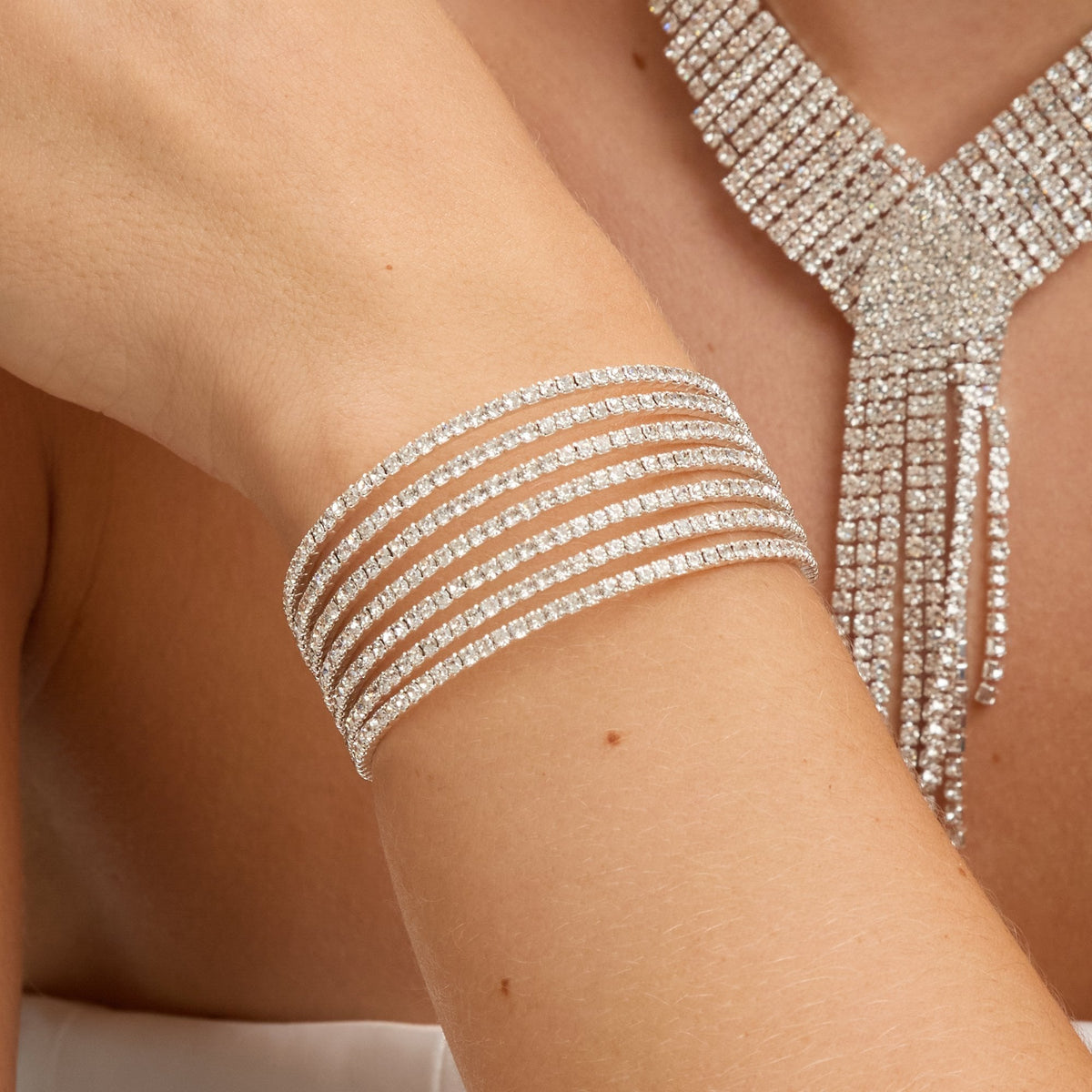 Jon Richard Silver Plated and Crystal Statement Cuff Bracelet