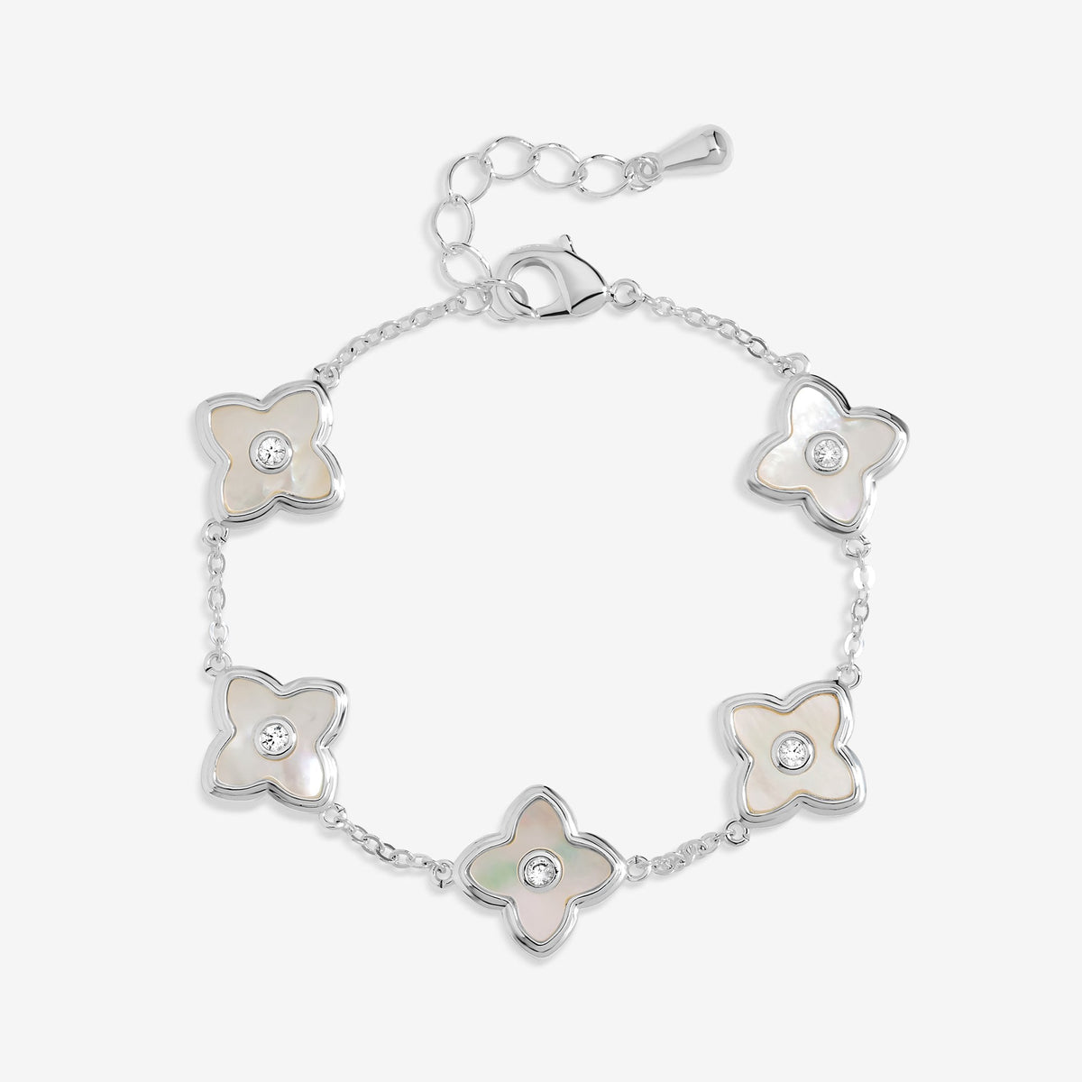 Jon Richard Silver Plated and Mother of Pearl Clover Bracelet