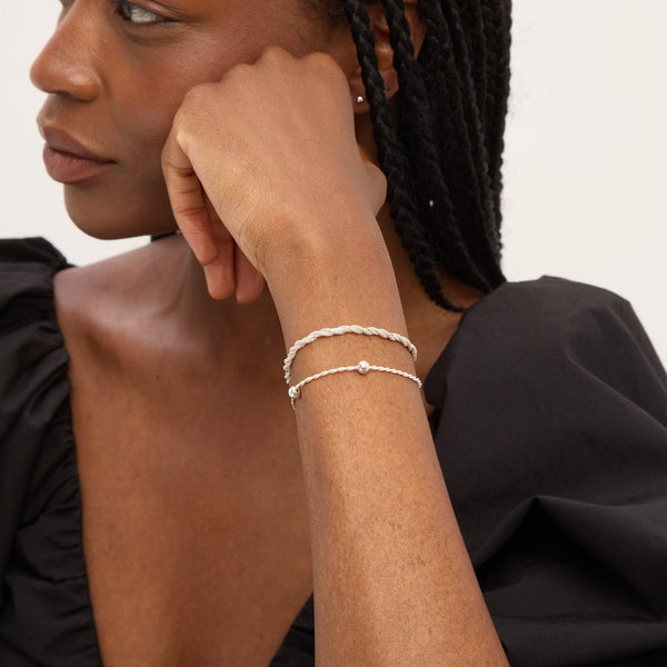 Simply Silver Sterling Silver 925 Polished Station Allway Bracelet