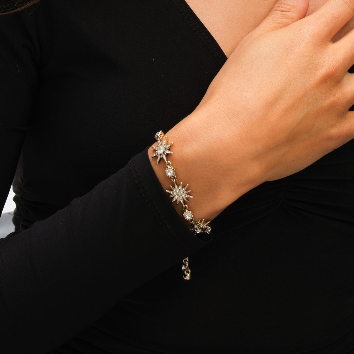 Mood Antique Gold Crystal Celestial Toggle Bracelet