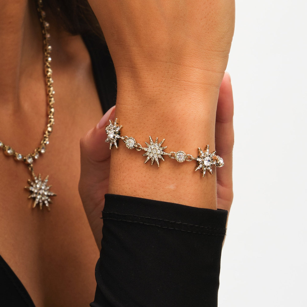 Mood Antique Gold Crystal Celestial Toggle Bracelet