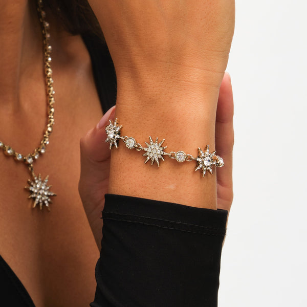 Mood Antique Gold Crystal Celestial Toggle Bracelet