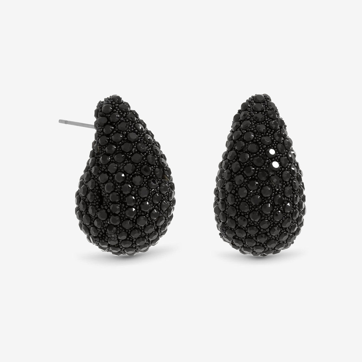 Mood Jet Crystal Dome Stud Earrings