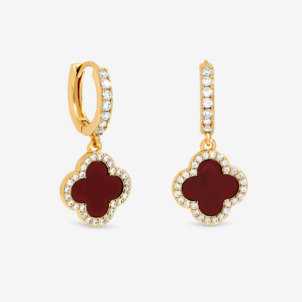Jon Richard Gold Plated and Carnelian Clover Huggie Earrings