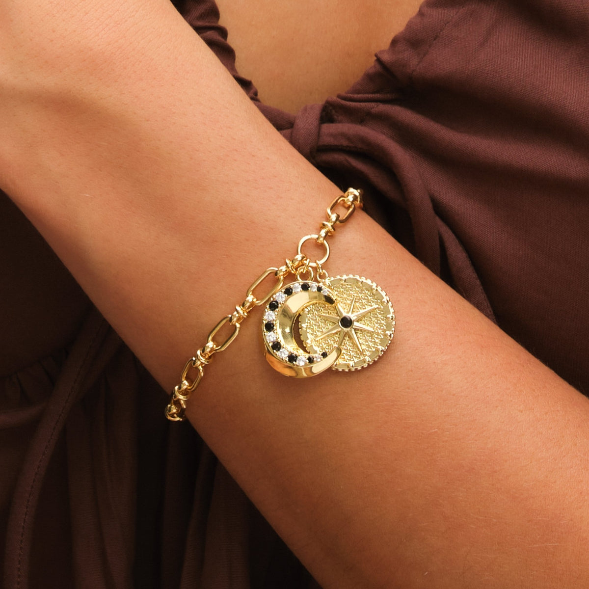 Inicio 14ct Gold Plated Celestial Charm Bracelet - Gift Pouch