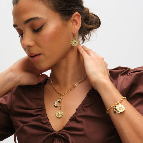 Inicio 14ct Gold Plated Celestial Charm Bracelet - Gift Pouch