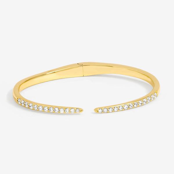 Inicio 14ct Gold Plated and Crystal Open Bangle - Gift Pouch