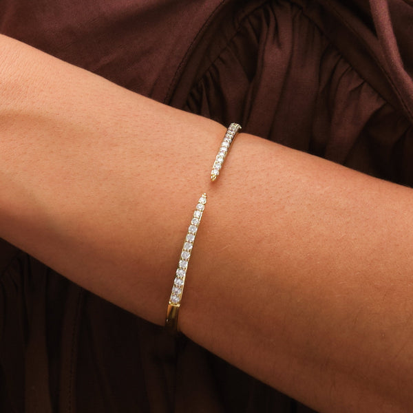 Inicio 14ct Gold Plated and Crystal Open Bangle - Gift Pouch