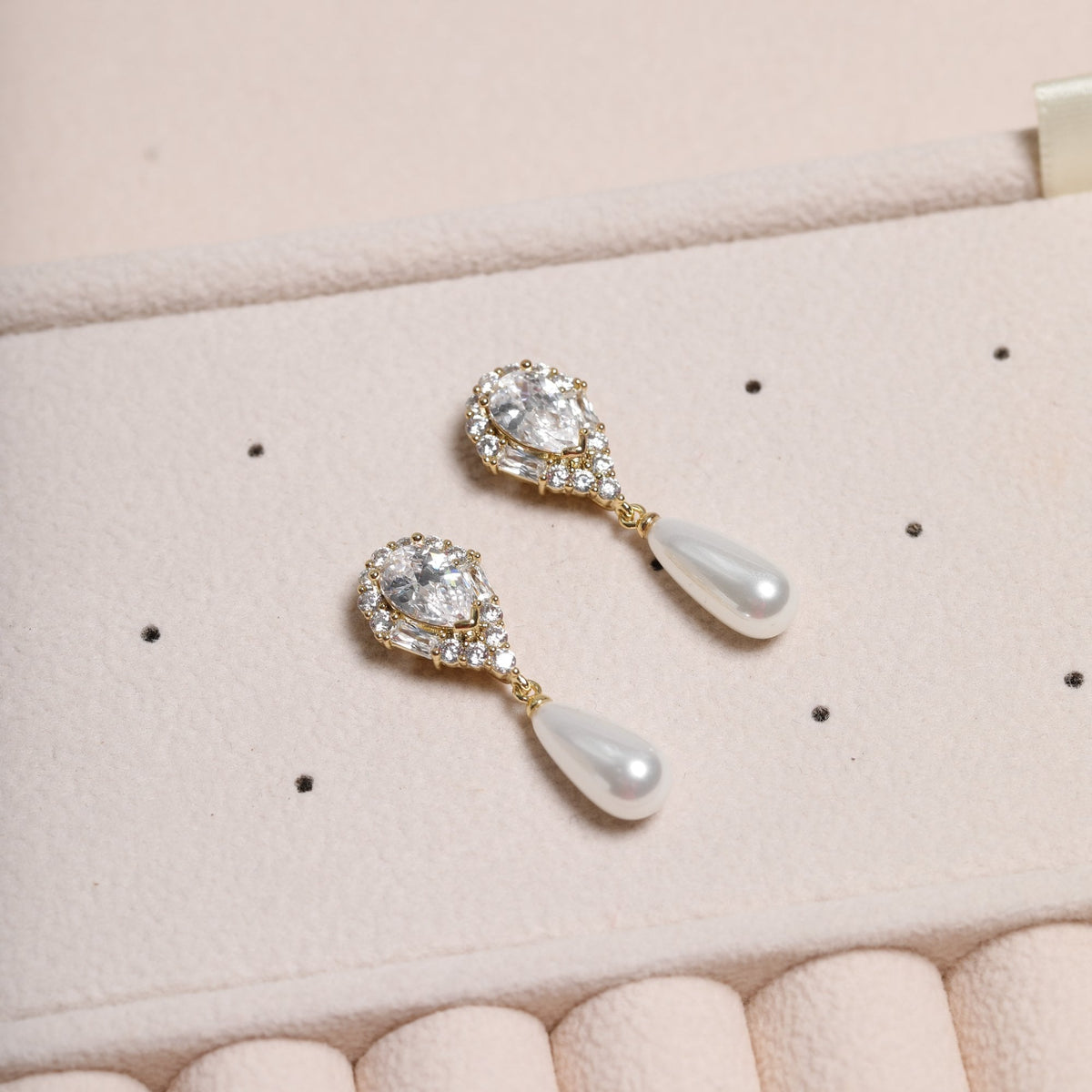 Jon Richard 14K Gold Plated Crystal and Pearl Drop Earrings