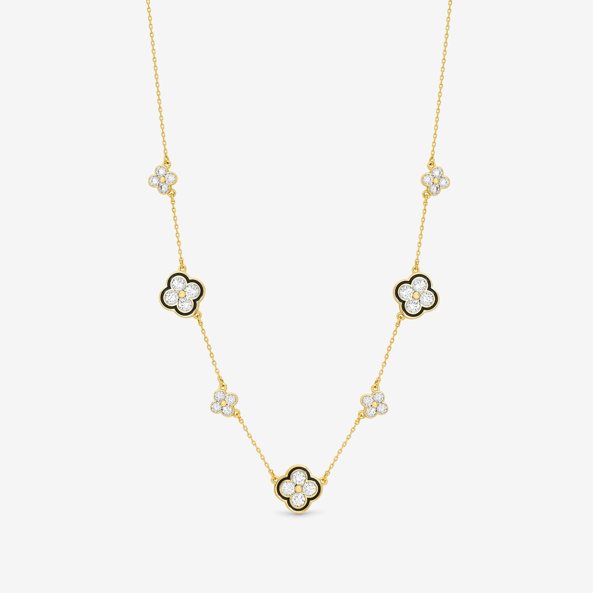 Jon Richard 14ct Gold Plated Jet and Crystal Clover Necklace - Gift Box