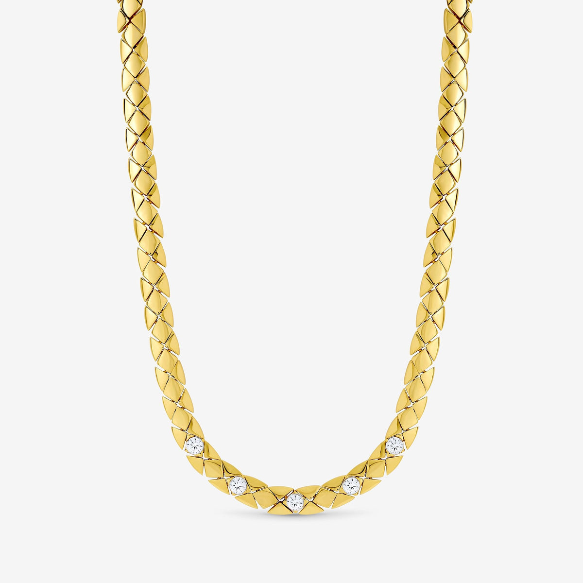 Jon Richard 18ct Gold Plated and Crystal Flat Chain Necklace
