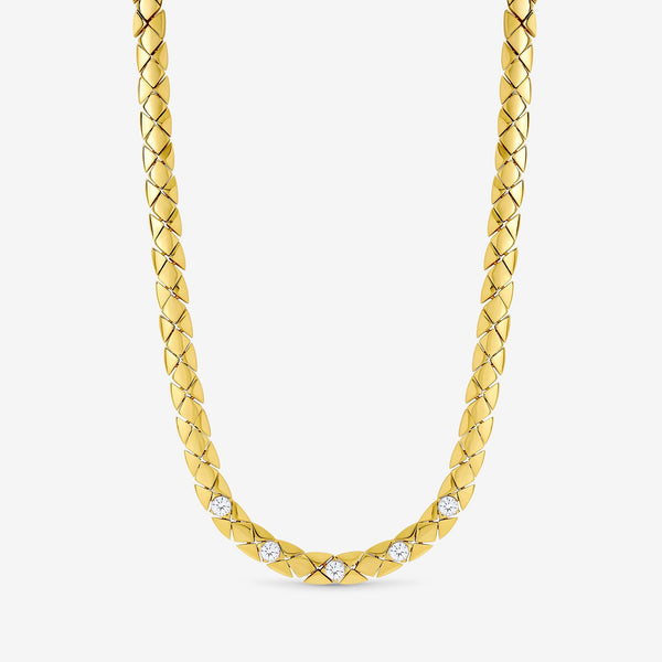 Jon Richard 18ct Gold Plated and Crystal Flat Chain Necklace