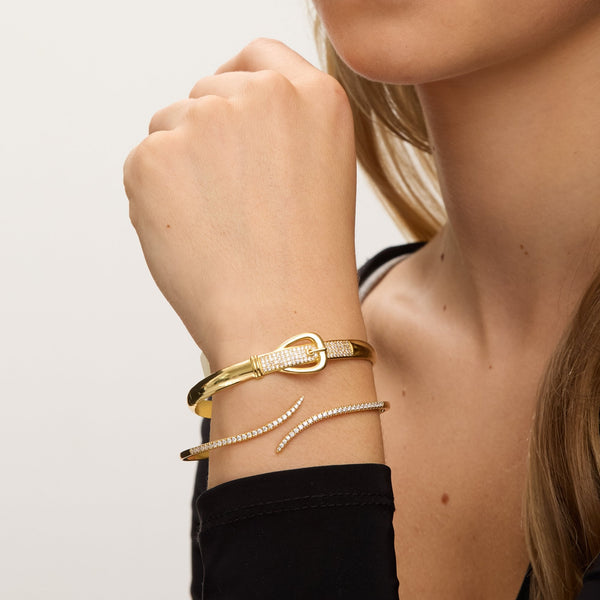 Jon Richard 18ct Gold Plated and Pave Buckle Bangle