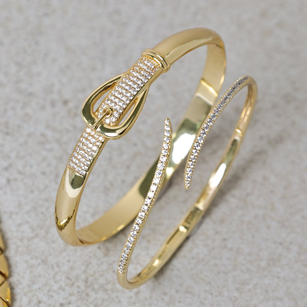 Jon Richard 18ct Gold Plated and Pave Buckle Bangle