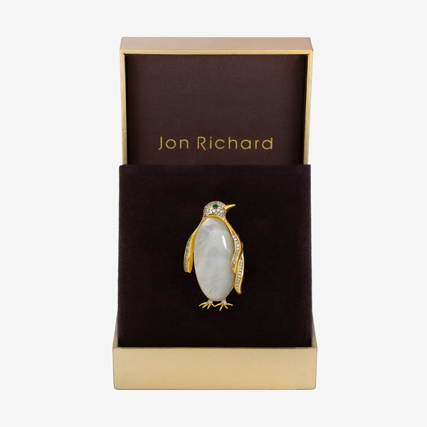 Jon Richard Gold Plated Pengiun Brooch - Gift Box