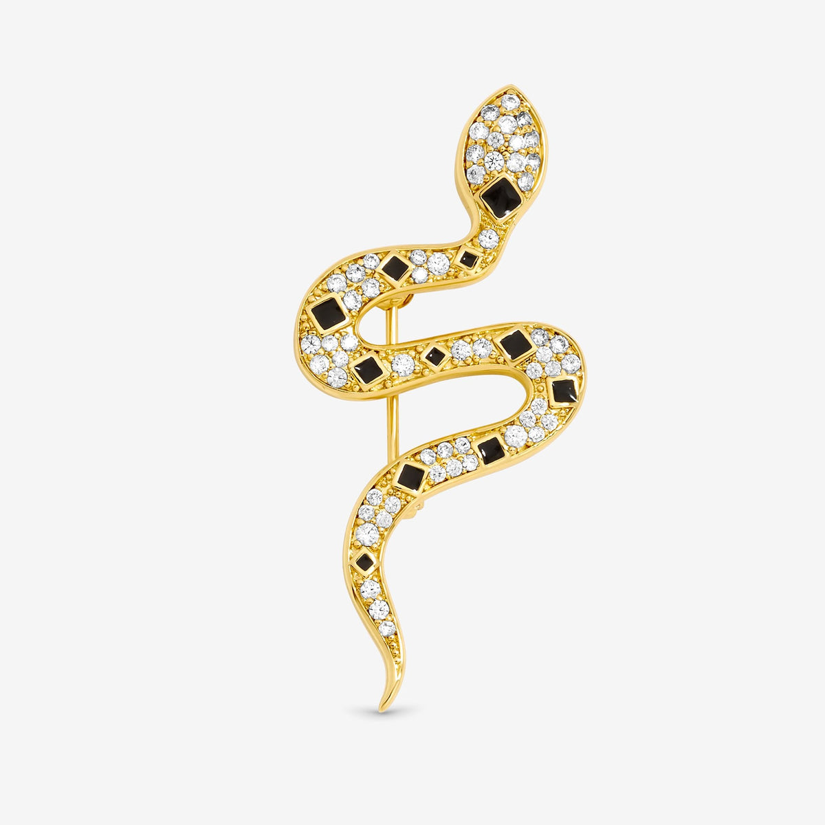 Jon Richard Gold Plated Crystal and Jet Snake Brooch - Gift Box
