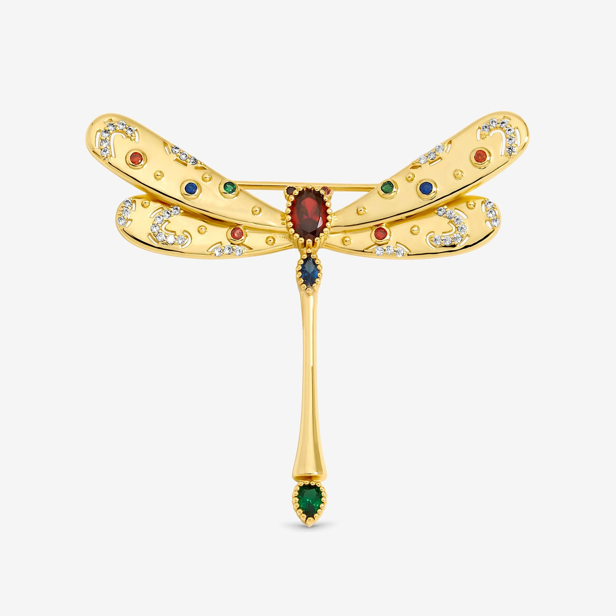 Jon Richard Gold Plated Crystal and Multi Coloured Dragonfly Brooch - Gift Box