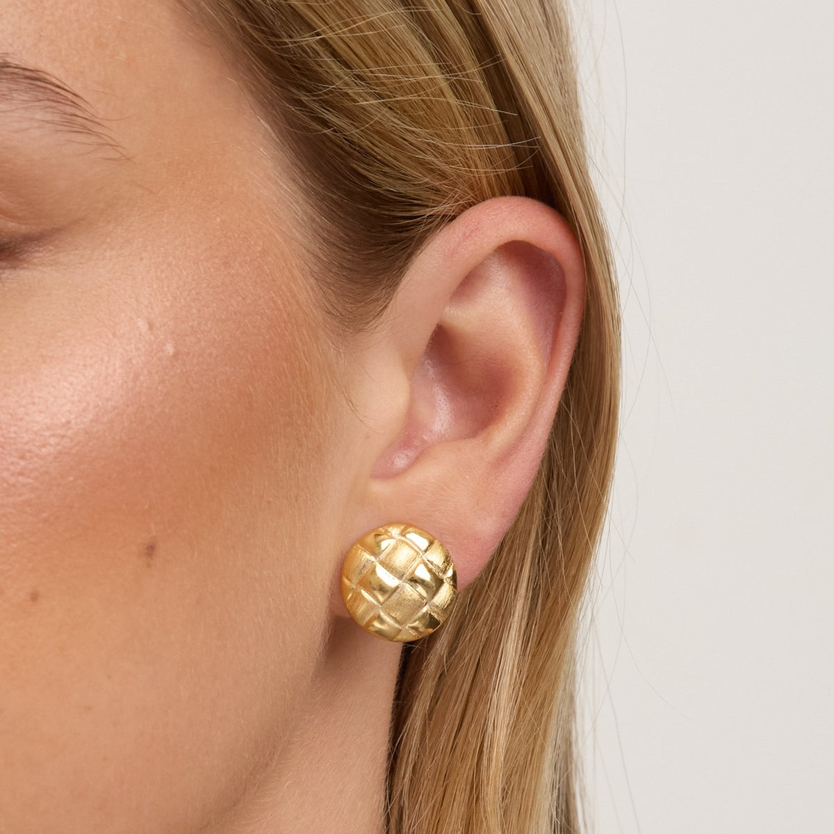 Jon Richard Gold Plated Quilted Brushed Clip Earrings
