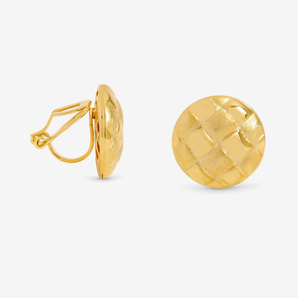 Jon Richard Gold Plated Quilted Brushed Clip Earrings