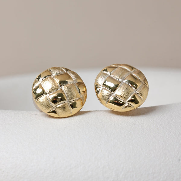 Jon Richard Gold Plated Quilted Brushed Clip Earrings