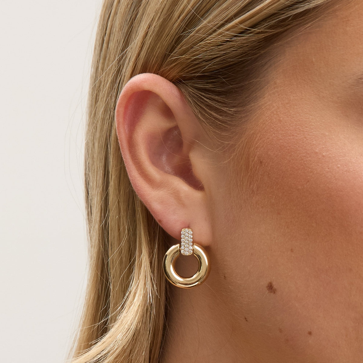 Jon Richard Gold Plated and Pave Door Knocker Earrings