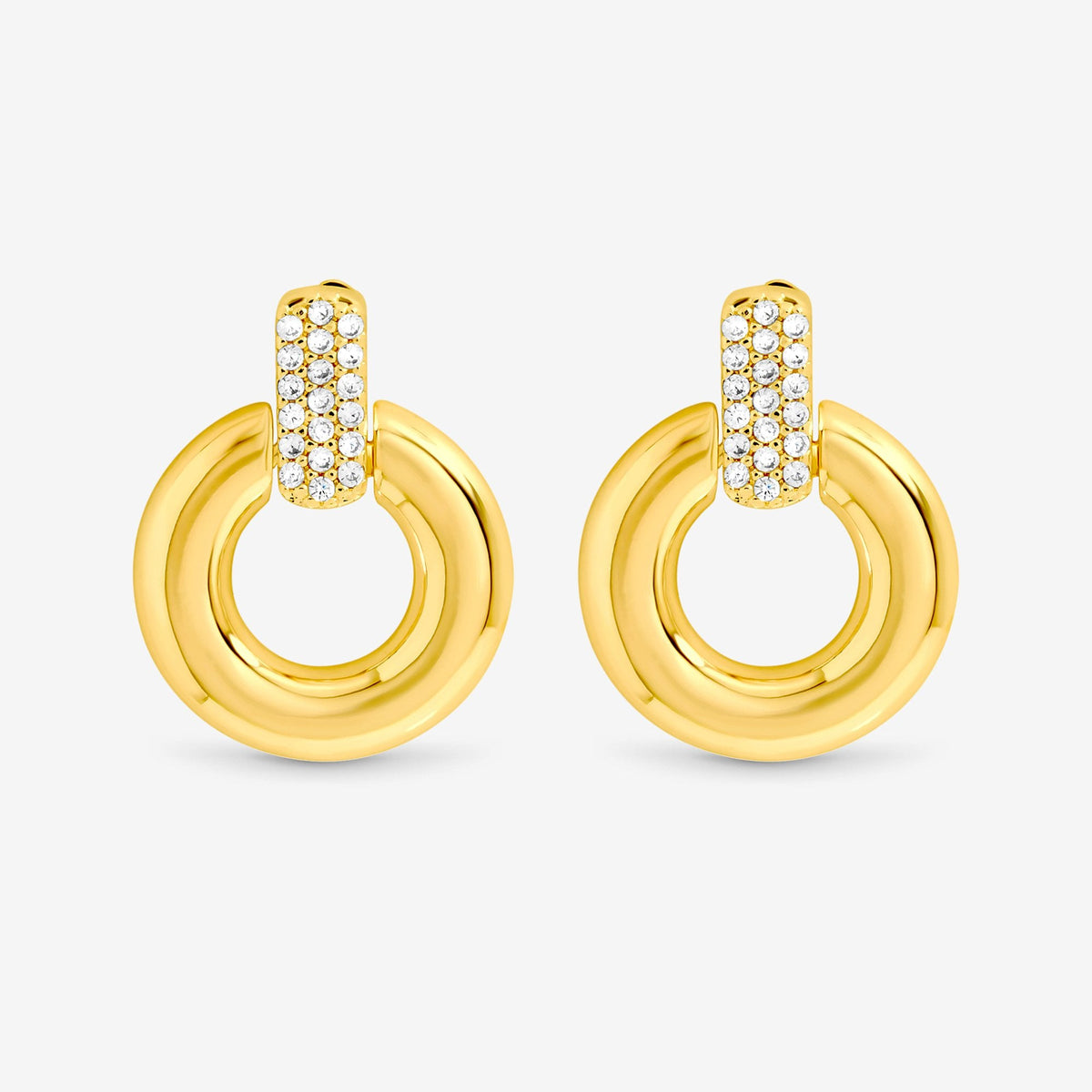 Jon Richard Gold Plated and Pave Door Knocker Earrings