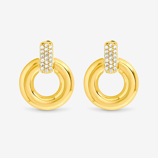 Jon Richard Gold Plated and Pave Door Knocker Earrings