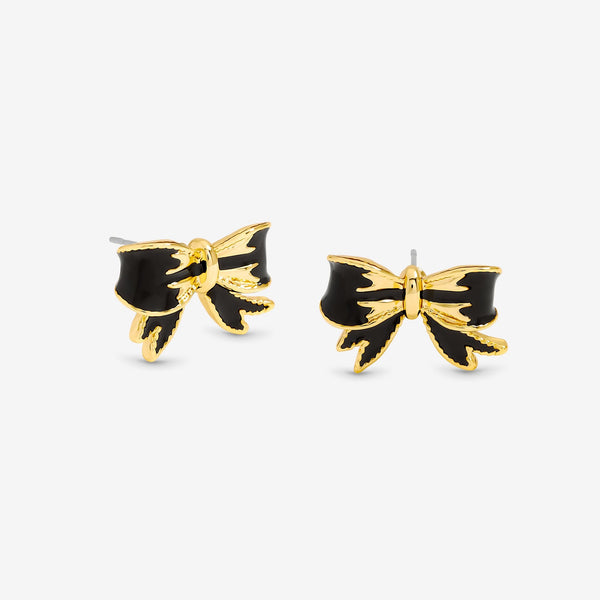 Jon Richard Gold Plated and Jet Bow Earrings