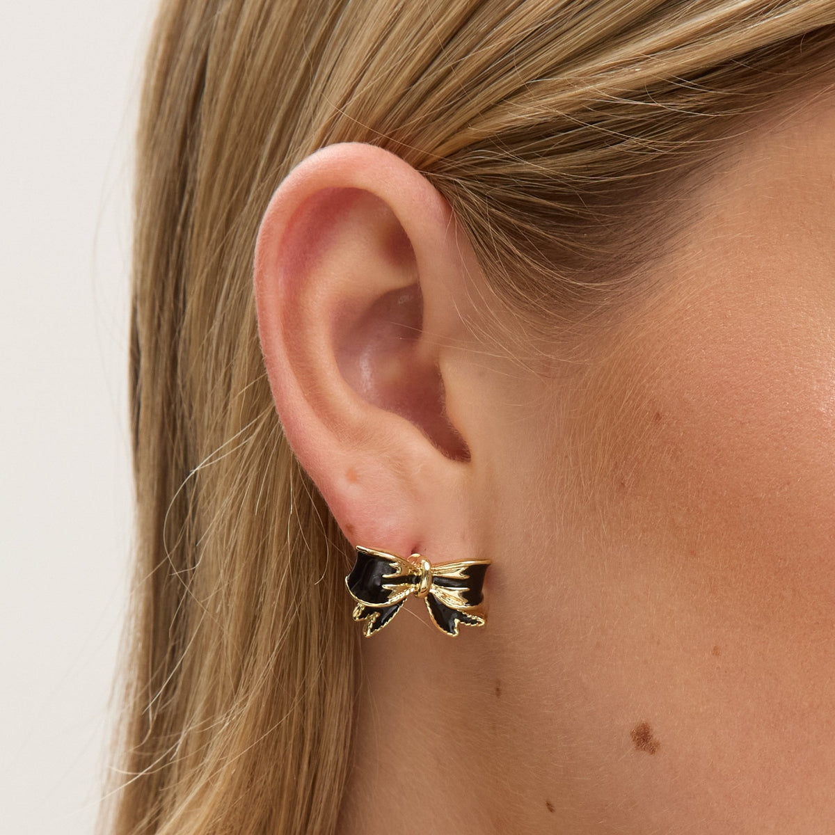 Jon Richard Gold Plated and Jet Bow Earrings